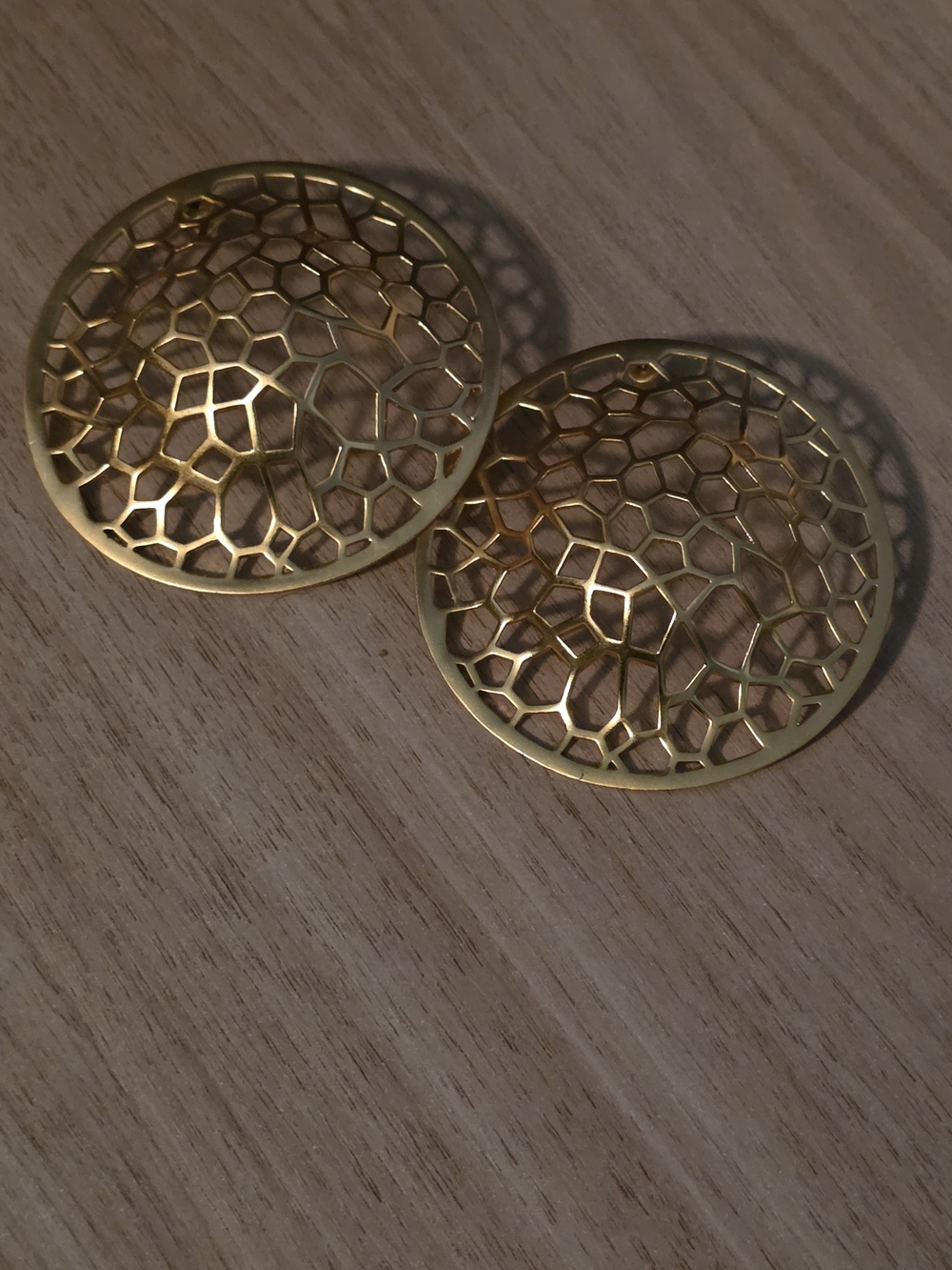 Gold Honeycomb Filigree Round Drop Earrings - Women Jewelry